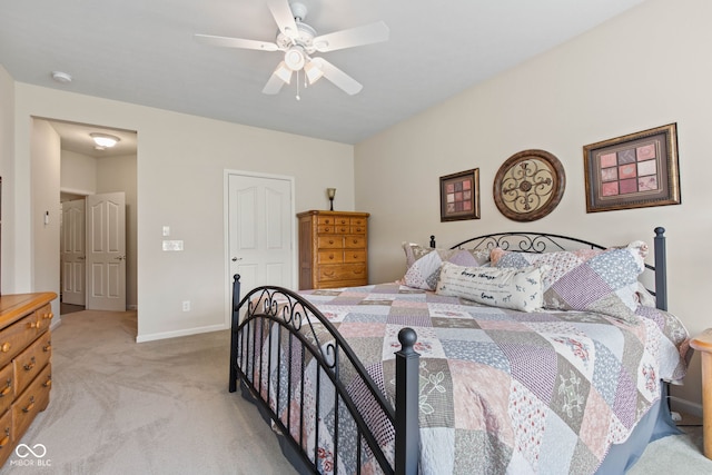 13327 Hockley Dr, Fishers, IN 46037 - bedroom featuring light colored carpet and ceiling fan