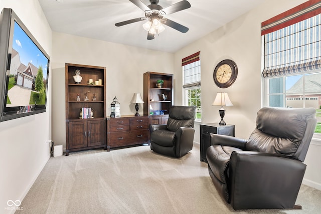 13327 Hockley Dr, Fishers, IN 46037 - sitting room featuring light colored carpet and ceiling fan