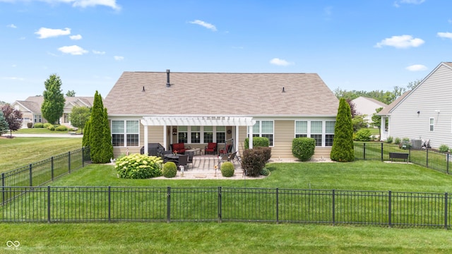 13327 Hockley Dr, Fishers, IN 46037 - back of house with a patio, roof with shingles, a pergola, and a fenced backyard