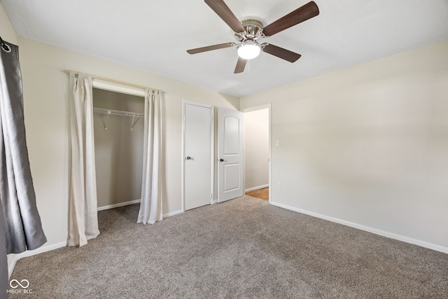 900 N College St N, Veedersburg, IN 47987 - unfurnished bedroom with carpet floors, ceiling fan, and a closet