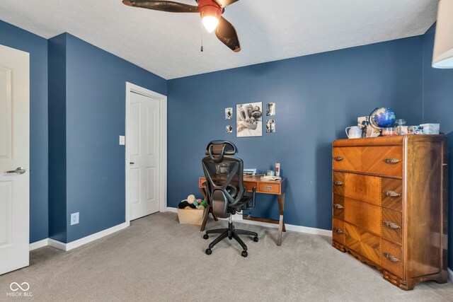 705 Ridge Gate Dr, Brownsburg, IN 46112 - home office featuring ceiling fan and carpet