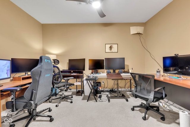 705 Ridge Gate Dr, Brownsburg, IN 46112 - office area with ceiling fan and carpet flooring