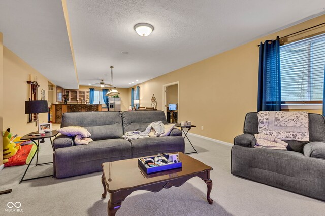 705 Ridge Gate Dr, Brownsburg, IN 46112 - carpeted living room featuring plenty of natural light and a textured ceiling