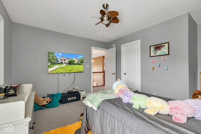 705 Ridge Gate Dr, Brownsburg, IN 46112 - bedroom featuring carpet floors, ceiling fan, and a closet