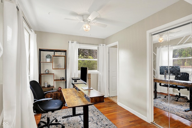 12606 Markay Dr, Fishers, IN 46038 - office featuring wood-type flooring and a ceiling fan