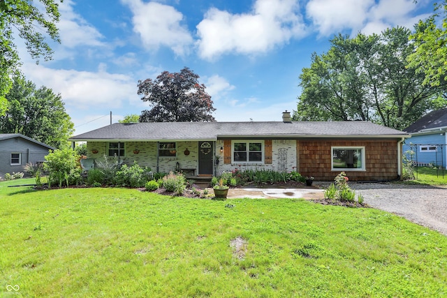 12606 Markay Dr, Fishers, IN 46038 - ranch-style home featuring a front lawn and a chimney