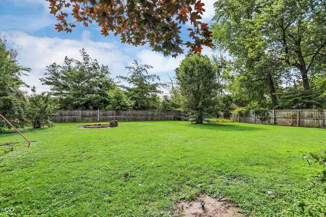 12606 Markay Dr, Fishers, IN 46038 - fenced backyard featuring a fire pit