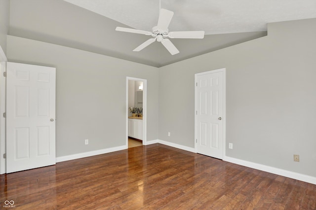 9055 Glass Chimney Ln, Fishers, IN 46037 - unfurnished bedroom with wood finished floors, ensuite bathroom, and ceiling fan