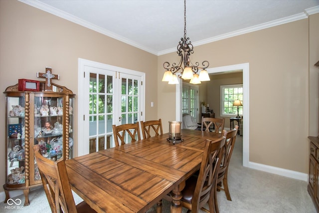 5538 N 700 W, Mccordsville, IN 46055 - dining room with a chandelier, light colored carpet, and ornamental molding