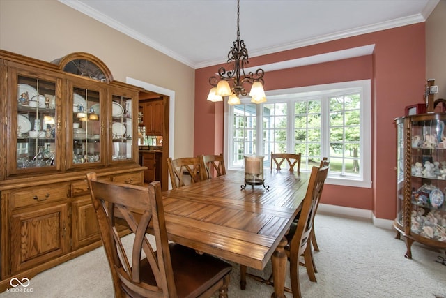 5538 N 700 W, Mccordsville, IN 46055 - dining space with light colored carpet, a chandelier, and crown molding