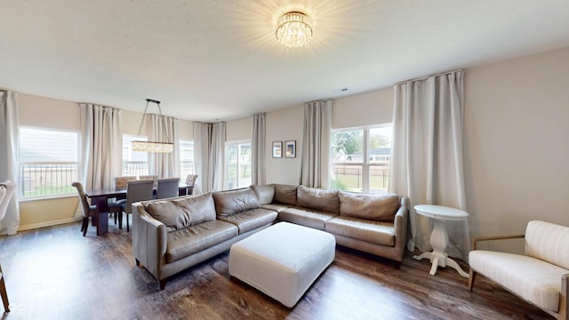16551 Branham Dr, Fishers, IN 46040 - living area with a chandelier and dark wood finished floors