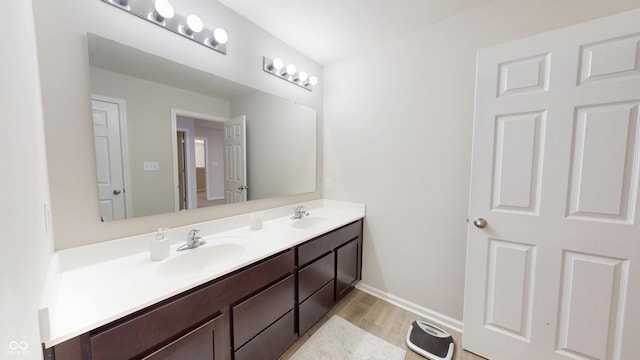 16551 Branham Dr, Fishers, IN 46040 - bathroom featuring double vanity and wood finished floors
