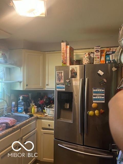 2021 Columbia Ave, Indianapolis, IN 46202 - kitchen with stainless steel fridge with ice dispenser and white cabinets