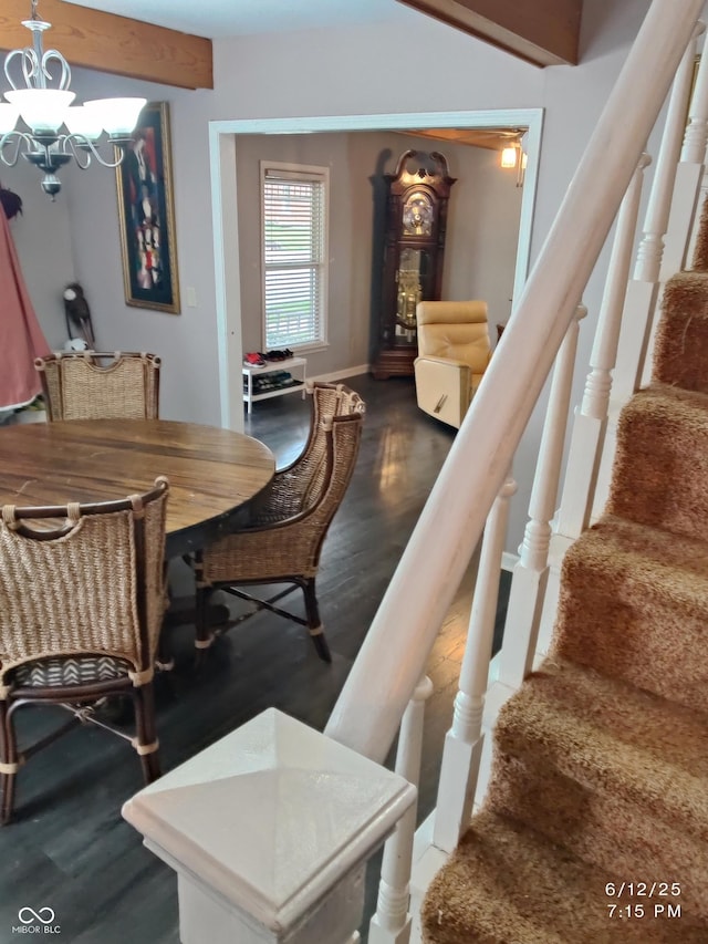 121 N Main St, Pendleton, IN 46064 - dining room with stairway, a chandelier, and wood finished floors