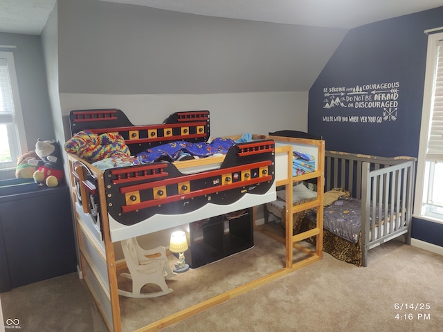 121 N Main St, Pendleton, IN 46064 - carpeted bedroom featuring multiple windows and lofted ceiling