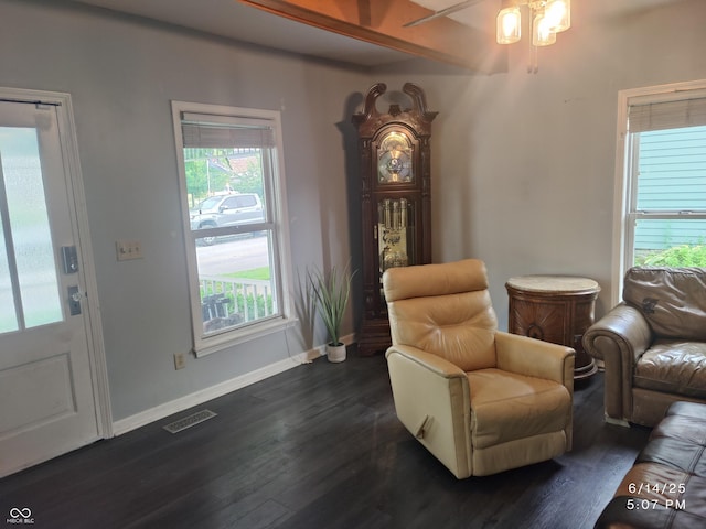 121 N Main St, Pendleton, IN 46064 - living room with ceiling fan and dark wood finished floors