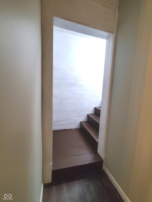 702 W Cross St, Brownstown, IN 47220 - stairs featuring wood finished floors and baseboards