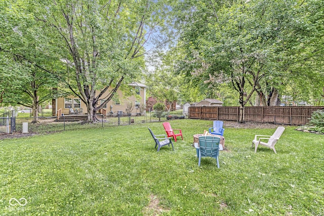 7616 Concord Ln, Fishers, IN 46038 - fenced backyard featuring a fire pit