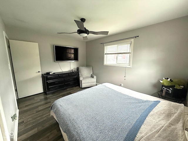 729 Maple Ln, Brownsburg, IN 46112 - bedroom featuring dark wood-type flooring and a ceiling fan
