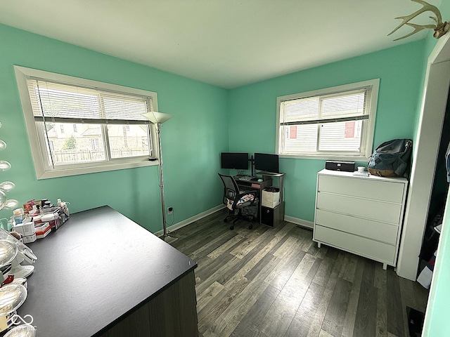 729 Maple Ln, Brownsburg, IN 46112 - office area featuring dark wood-type flooring and baseboards