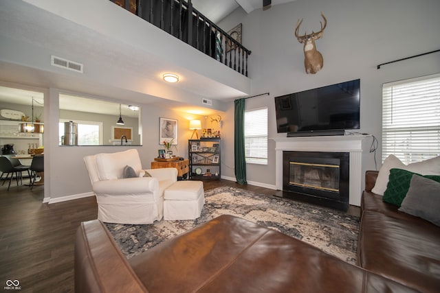 4238 Victory Ct, Indianapolis, IN 46203 - living room with wood finished floors, healthy amount of natural light, and a fireplace with flush hearth