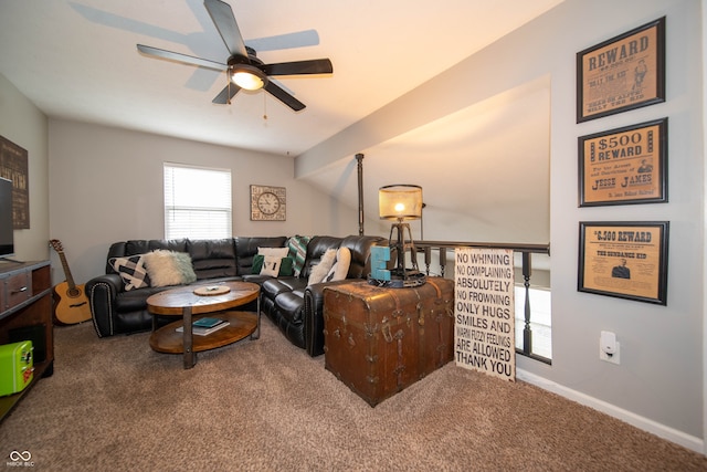 4238 Victory Ct, Indianapolis, IN 46203 - carpeted living room with a ceiling fan and plenty of natural light