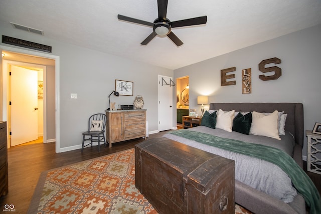 4238 Victory Ct, Indianapolis, IN 46203 - bedroom with dark wood-style flooring and ceiling fan