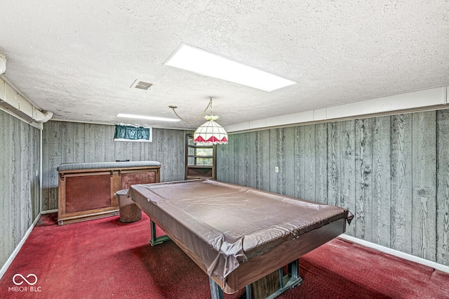 4010 S Bazil Ave, Indianapolis, IN 46239 - rec room with carpet, a textured ceiling, billiards table, and a bar