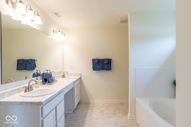 3541 N Hackberry St N, Bloomington, IN 47404 - full bath with double vanity, a bath, and tile patterned floors