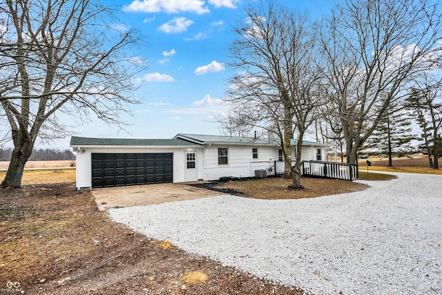 12471 N 100 E, Alexandria, IN 46001 - view of front of property with driveway, an attached garage, and a wooden deck