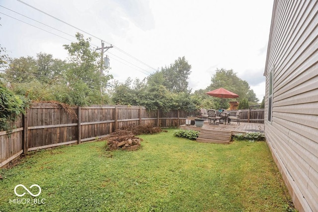 982 Ramsgate Rd, Greenwood, IN 46143 - fenced backyard featuring a wooden deck