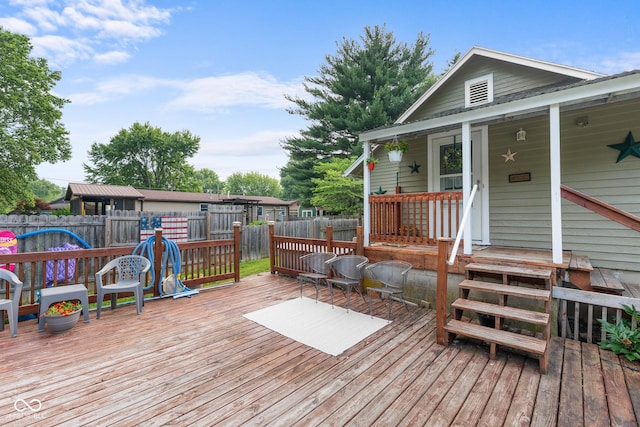 2211 S Andrews Rd, Yorktown, IN 47396 - porch featuring a fenced backyard