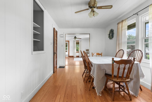 2211 S Andrews Rd, Yorktown, IN 47396 - dining area with light wood-type flooring and ceiling fan