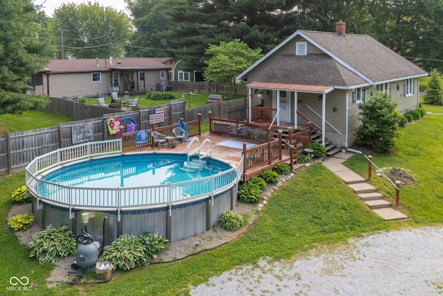 2211 S Andrews Rd, Yorktown, IN 47396 - view of pool with a fenced backyard and a deck