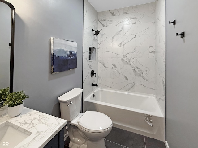 9302 N Bayland Dr, Mccordsville, IN 46055 - bathroom with vanity, shower / washtub combination, and tile patterned flooring