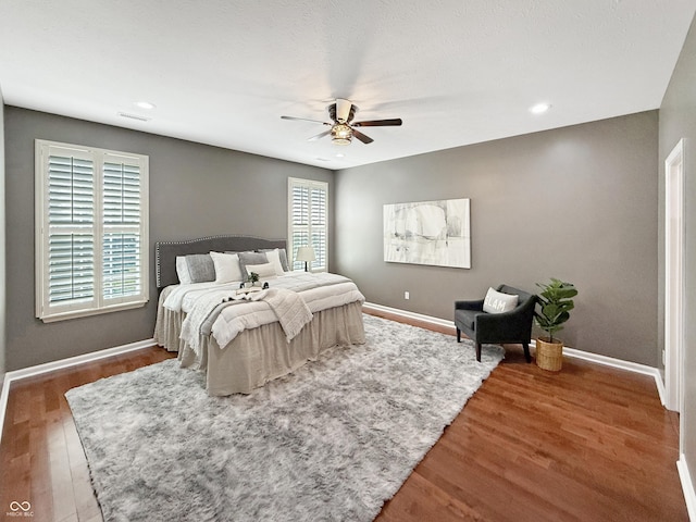 9302 N Bayland Dr, Mccordsville, IN 46055 - bedroom featuring wood finished floors, a ceiling fan, and recessed lighting
