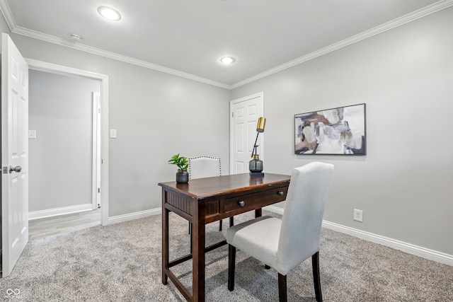 5205 Staughton Dr, Indianapolis, IN 46226 - carpeted office space featuring ornamental molding and recessed lighting