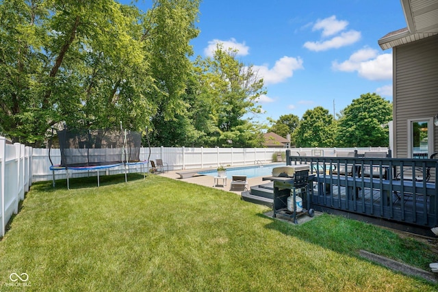 2384 Fairfax Dr, Columbus, IN 47203 - fenced backyard with a trampoline
