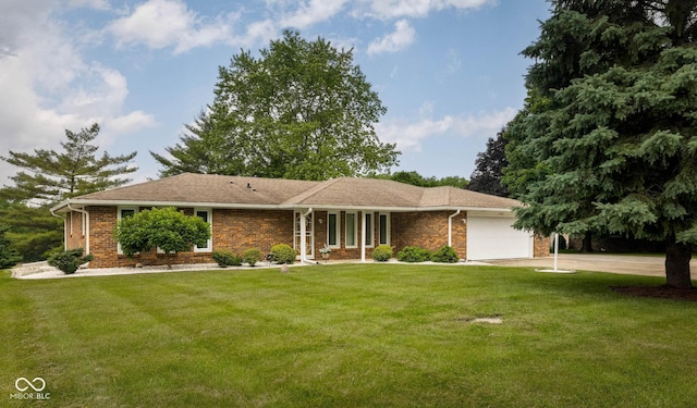 5749 Teresa Dr, Alexandria, IN 46001 - single story home featuring a garage, a front lawn, driveway, and brick siding