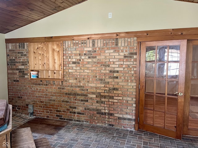 7721 Hollybrook Ln, Indianapolis, IN 46227 - detailed view of brick wall and wooden ceiling