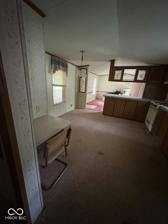 162 Lazy River Pl, Cloverdale, IN 46120 - unfurnished living room featuring carpet and wallpapered walls