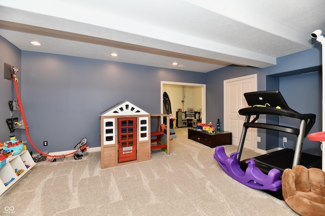 7413 Misty Woods Ln, Indianapolis, IN 46237 - recreation room with carpet floors and recessed lighting