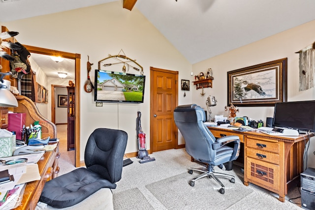 6980 White Oak Dr, Avon, IN 46123 - office area featuring carpet and vaulted ceiling
