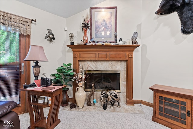 6980 White Oak Dr, Avon, IN 46123 - living area featuring carpet and a high end fireplace