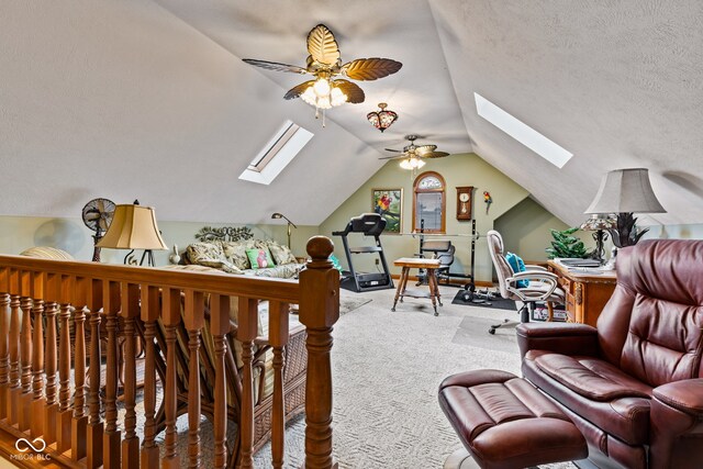 6980 White Oak Dr, Avon, IN 46123 - carpeted bedroom featuring a skylight and lofted ceiling