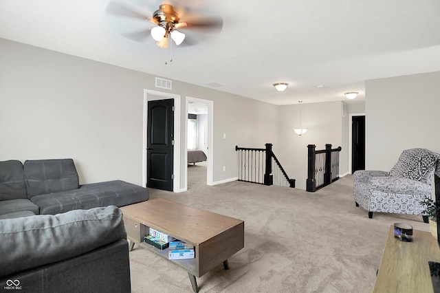773 Bracknell Dr, Avon, IN 46123 - living area featuring light carpet and ceiling fan
