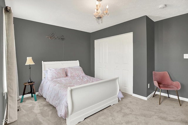 773 Bracknell Dr, Avon, IN 46123 - bedroom with carpet flooring, a chandelier, and a closet