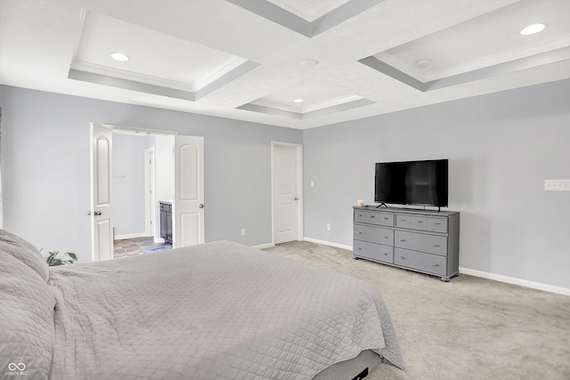 773 Bracknell Dr, Avon, IN 46123 - bedroom with carpet floors, coffered ceiling, beam ceiling, and recessed lighting