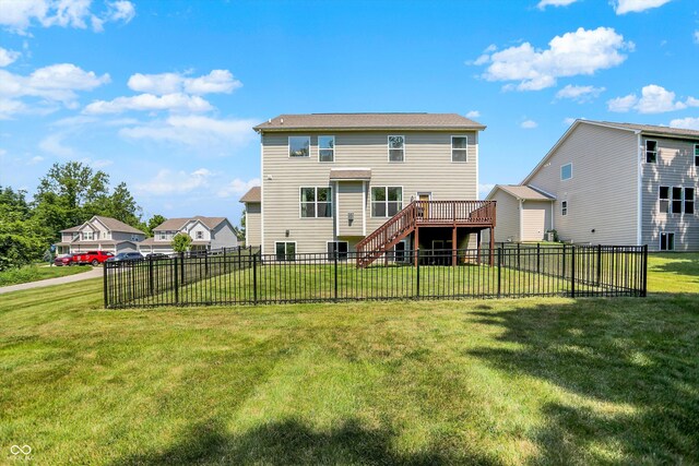 773 Bracknell Dr, Avon, IN 46123 - rear view of house featuring stairs, a deck, and a fenced backyard