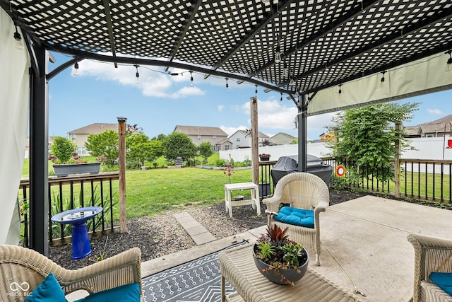 8126 Kilborn Way, Avon, IN 46123 - fenced backyard featuring a patio, a residential view, and a grill